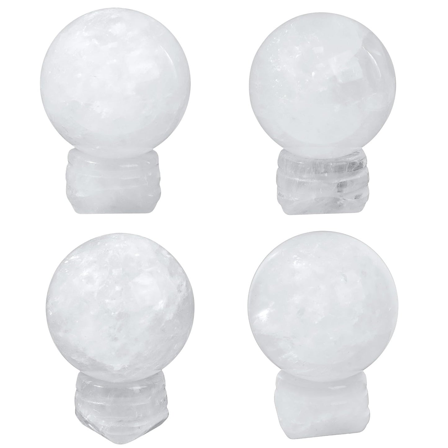 TUMBEELLUWA 1.57" Natural Round Rock Crystal Crystal Ball Sculpture with Stone Stand, Decorative Stone Sphere Figurine for Fengshui, Home Decor and Divination