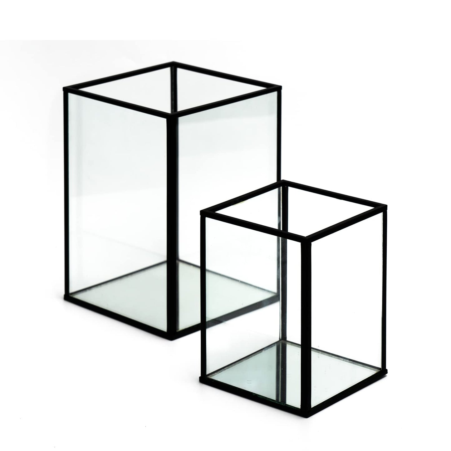yshengood Hurricane Candle Holder Set of 2 Pcs, Black Candle Holder for Pillar Candle
