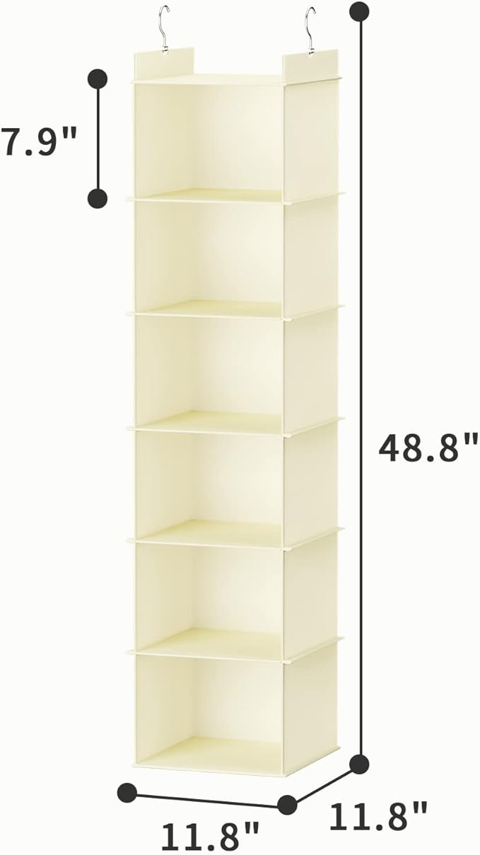 YOUDENOVA Hanging Closet Organizer, 6-Shelf Closet Hanging Shelves