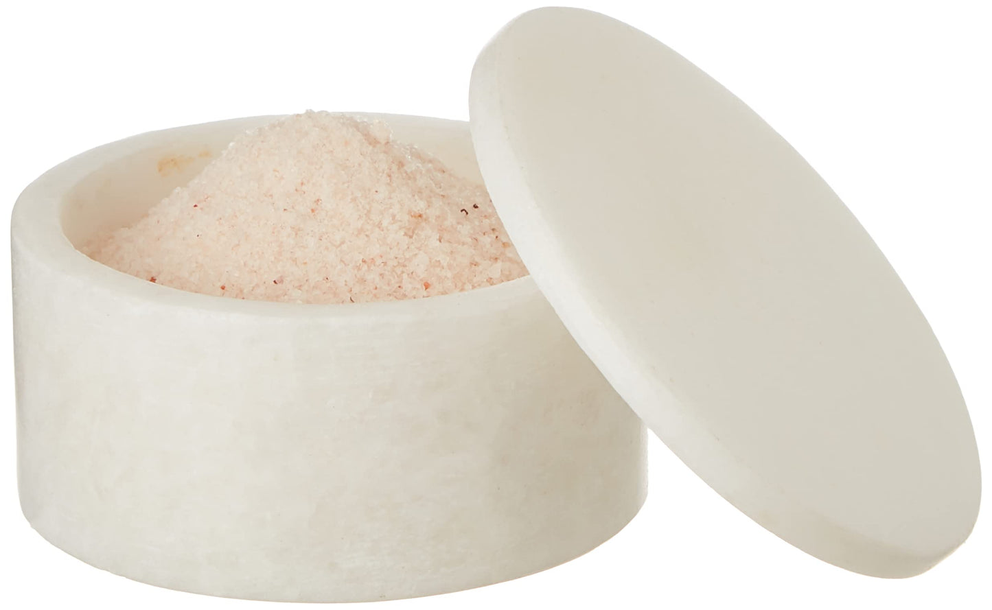 Queenza White Marble Salt Cellar with Lid – Handmade 3 Inch Marble Salt Bowl, Kosher Salt Keeper, Spice & Herb Container