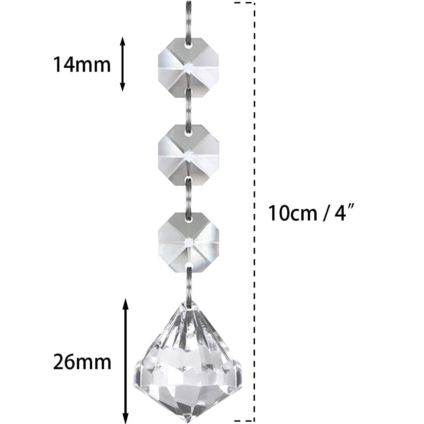 Jishi 30pk Crystal Diamond Ornaments for Christmas Tree Decorations, Hanging Clear Plastic Acrylic Diamonds for Wedding Anniversary Party Decoration Centerpieces Chandelier Prism Drop Pendant Supplies
