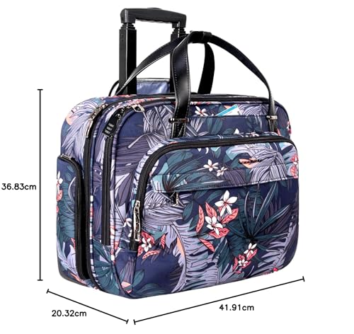 VANKEAN Rolling Laptop Case for Women, Premium Rolling Travel Luggage Bag Fits Up to 15.6 Inch Laptop Carry on Briefcase Water-Proof Overnight Rolling Computer Bags with RFID Pockets