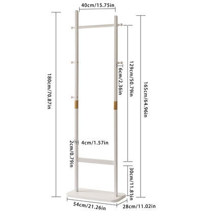 Aibiju Clothing Rack for Hanging Clothes, White Freestanding Clothes Rack Heavy Duty, Small Hanging Rack Hall Tree, Very Sturdy Coat Rack Stand White USYD-201