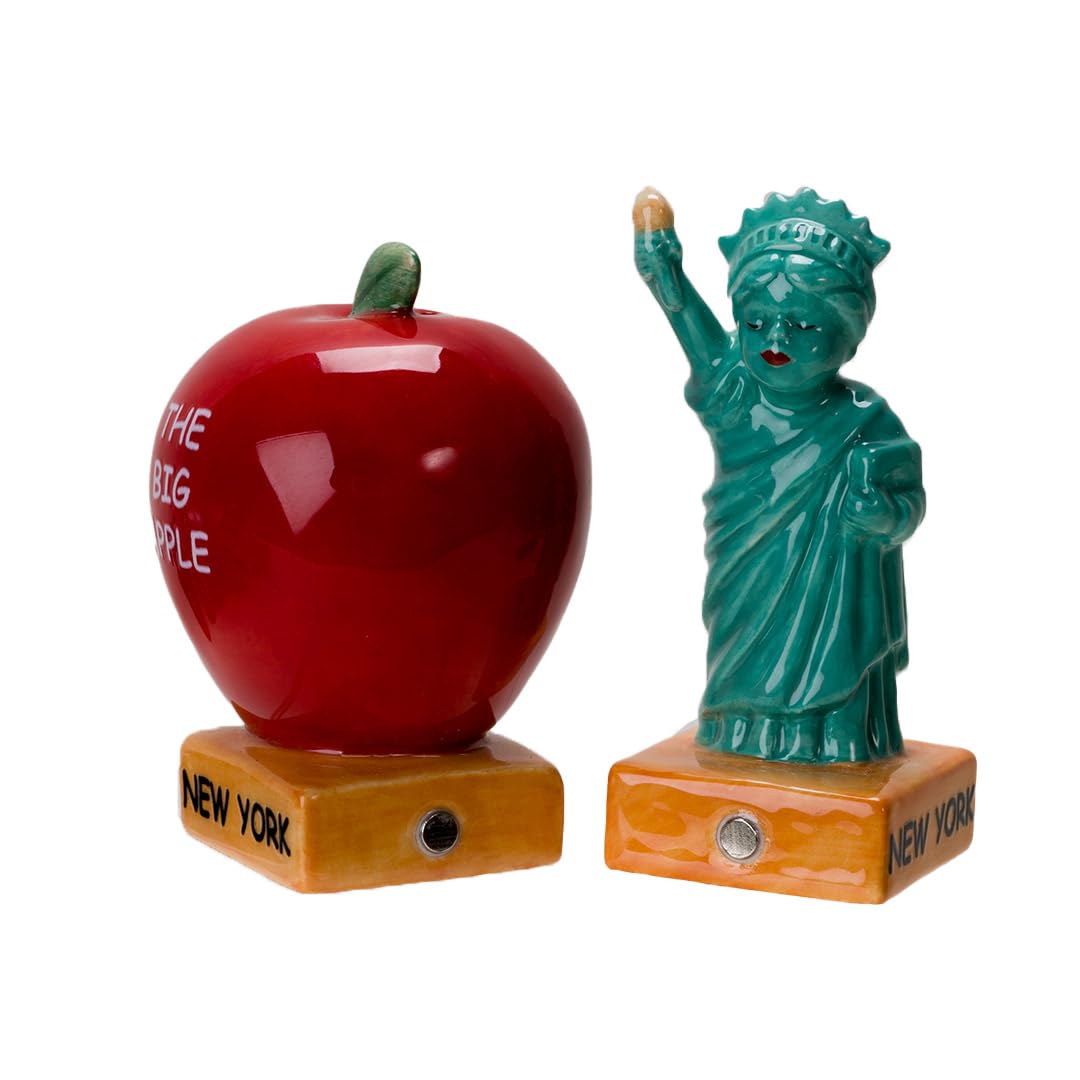 Pacific Giftware Empire State Apple and Liberty Ceramic Salt and Pepper Shakers