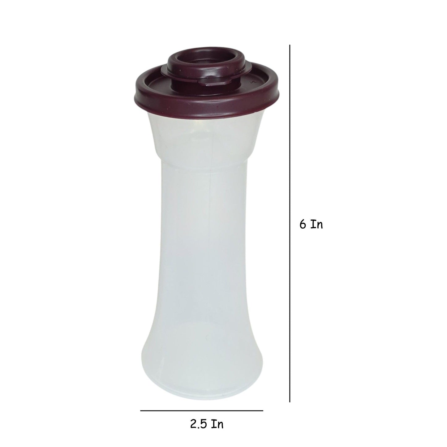 Tupperware Large Hourglass Salt and Pepper Shakers Clear Containers with Dark Vineyard Seals