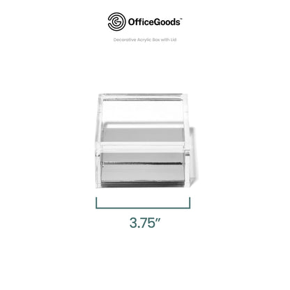 OfficeGoods Acrylic Desk Organizer w/Silver Base – Functional & Elegant Odds & Ends Box for Display or Storage – Perfect for Home or Office, Kitchen, Bathroom Vanity, Curio Display - Medium