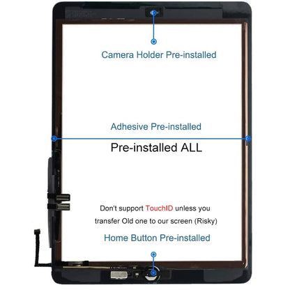 JPUNG A1893 A1954 Screen Replacement Kit for iPad 6 (6th Gen) Digitizer Touch Glass 6th Generation 9.7 inch 2018 with Home Button Full Repair Tools Video Guide