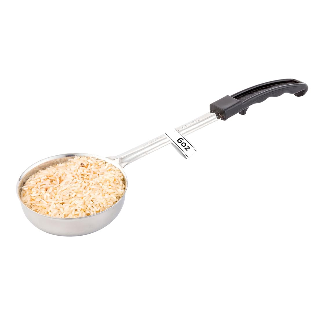 Restaurantware Met Lux 6 Ounce Portion Ladle 1 With Black Handle Portion Serving Spoon - Does Not Corrode Dishwashable Stainless Steel Portion Control Serving Utensil Multipurpose