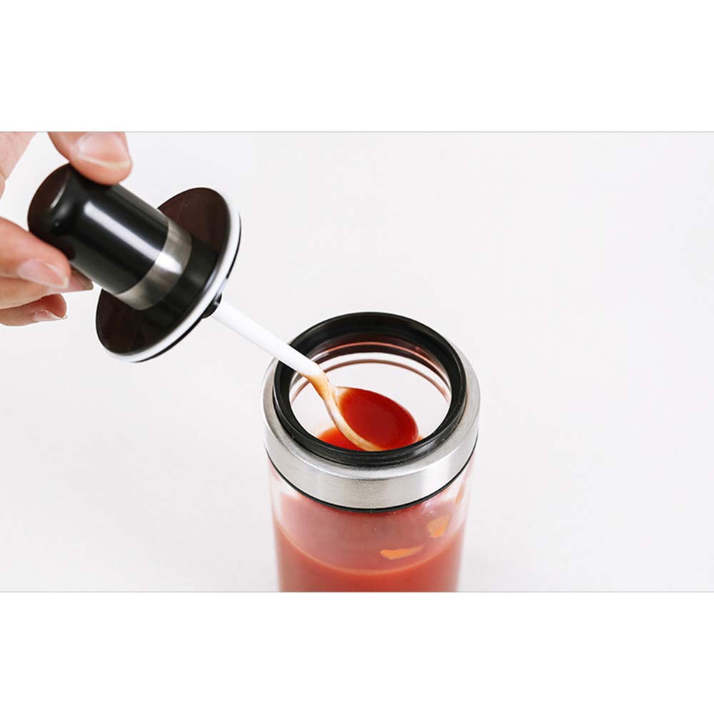 TENTA KITCHEN 3 High Borosilicate Glass Spice Jars Seasonning Box Jar Condiment Jar, Combination Spoon and Lid Design, Premium Commercial Grade, Empty Jars 8.45 oz, Airtight Cap.