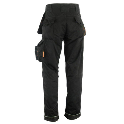 WrightFits Men Holster Work Trousers Black - Heavy Duty Safety Combat Cargo Pants - Multi Pockets - Knee Pad Pockets - Triple Stitched - Durable Workwear (32W X 29L)