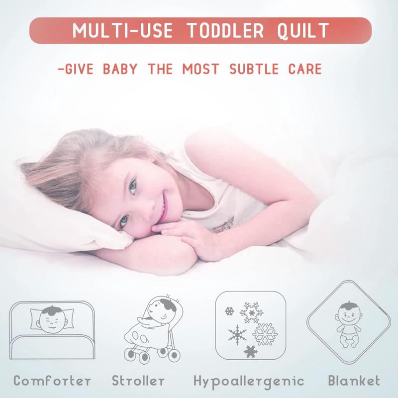 Adam Home 4.5 Tog Toddler Duvet and Pillow Set 100% Microfibre Anti-Allergy Lightweight Cot Bed (Duvet 120x150 cm) & (Pillow 40x60 cm) Hypoallergenic and Machine Washable Cot