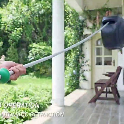 Retractable Garden Hose Reel, 100Ft x 5/8" Durable Wall Mounted Water Hose Reel with 180° Swivel Bracket, 9 Pattern Sprayer, 6Ft leader hose,Smooth Automatic Rewind, Any Length Lock.