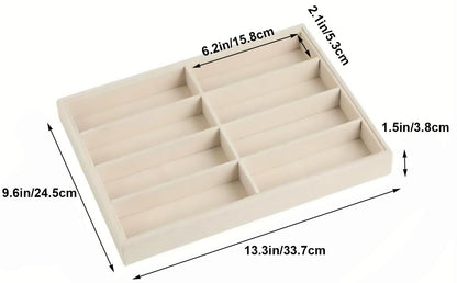 EONGOA Jewelry Tray Velvet Jewelry Organizer with Clear Lid Transparent Earring Bracelet Organizer Holder Case with Clasp Drawer Insert for Rings Studs Gift for Women Girls (Sunglass Box)