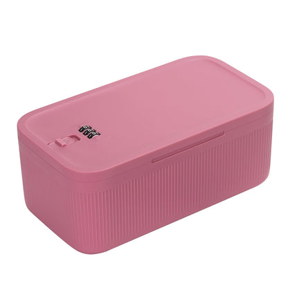 Small Lock Box for Medicine Safe, Lockable Storage Box with Combination Code, Ideal for Food & Fridge Items, First Aid Kit Organizer, Phone Jail, Perfect for Home, Office, Dorm, Travel, Gift (Pink)