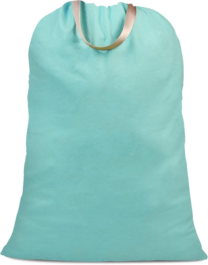 Cotton Canvas Laundry Bag with Handles & Drawstring Straps, Heavy Duty Extra