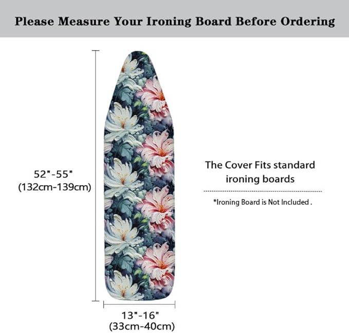 Oil Painting Iris Flowers Ironing Board Cover-15x 54 White Pink Iris Flower