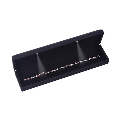 iSuperb LED Light Black Necklace Chain Bracelet Display Case Jewelry Storage Gift Box