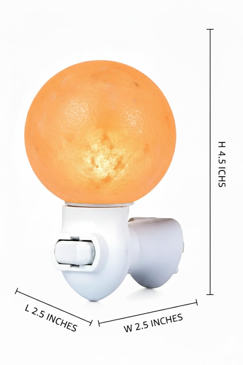 NatureBoost Himalayan Pink Salt Night Light Round (1 Pack) Natural Crystal Decorative Ambient Plug-in Night Lights with Warm Amber Glow for Bedroom, Bathroom, Nursery & Home Décor