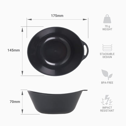 Lifeventure Ellipse Reusable 4-Piece Tableware Set: Knife/Fork/Spoon, Plate, Bowl, Mug For Camping, Travel & Outdoor - Graphite