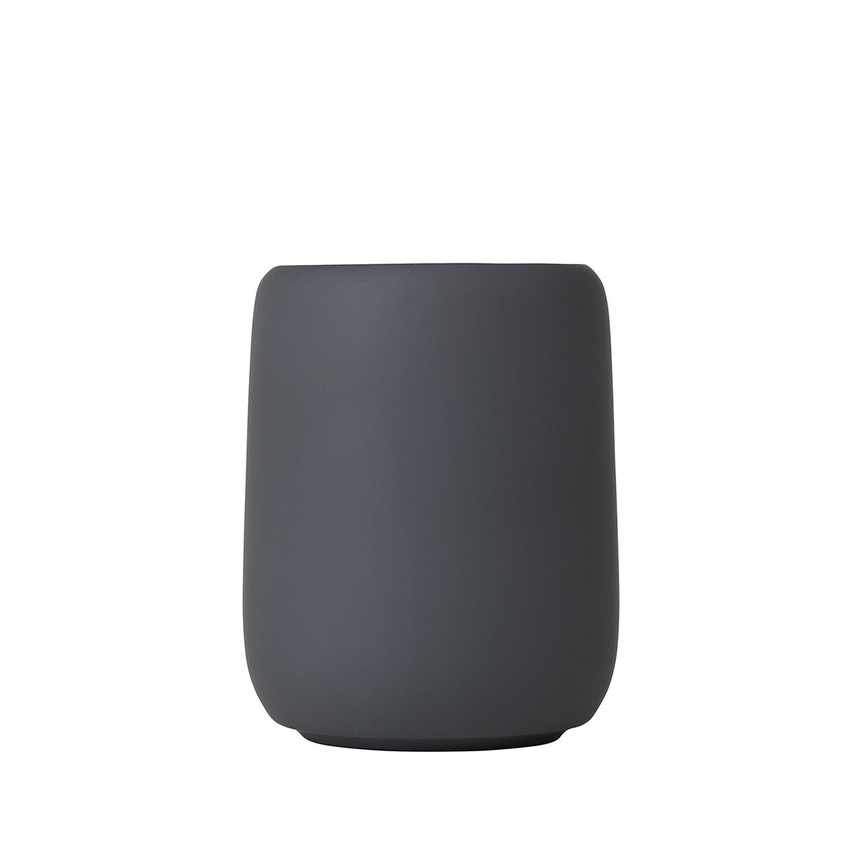 blomus SONO Modern Bathroom Countertop Tumbler and Toothbrush Holder Organizer - Ceramic Soft Touch - Magnet (Charcoal)