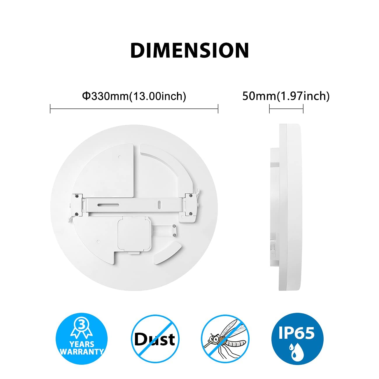 LVWIT 24W Round Bathroom LED Ceiling Light, IP65 Waterproof Ceiling Light,2400LM 4000K Natural White, Flush Ceiling Lights for Kitchen Living Room Bedroom and Hallway(330 * 50mm)
