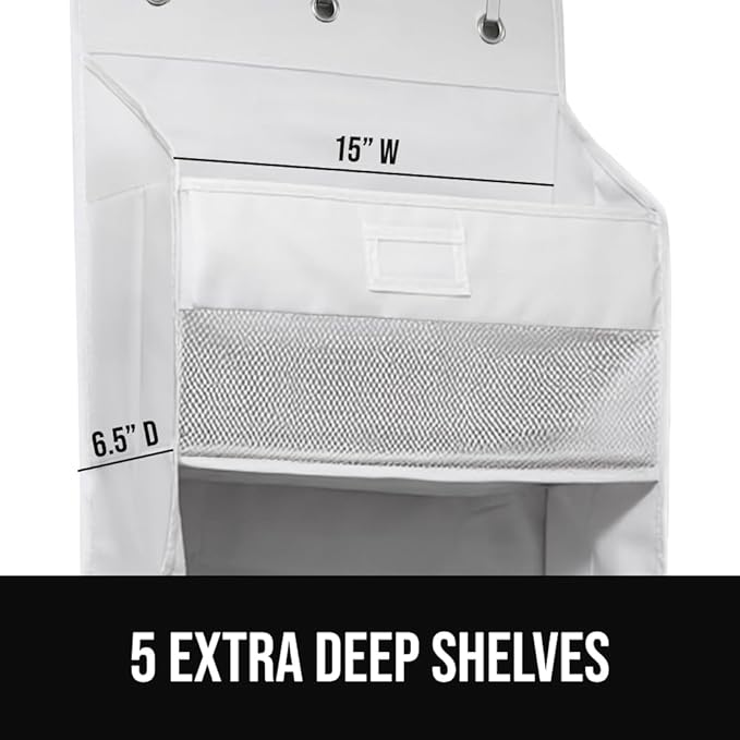 GORILLA GRIP Over The Door Organizer Storage, 5 Deep Hanging Shelves, Holds