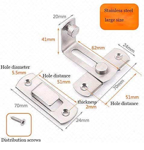 (2 pcs) The 90 Door Buckle Bolt barn Door Lock Right Angle Bending Latch hasp Toilet Doors and Windows
