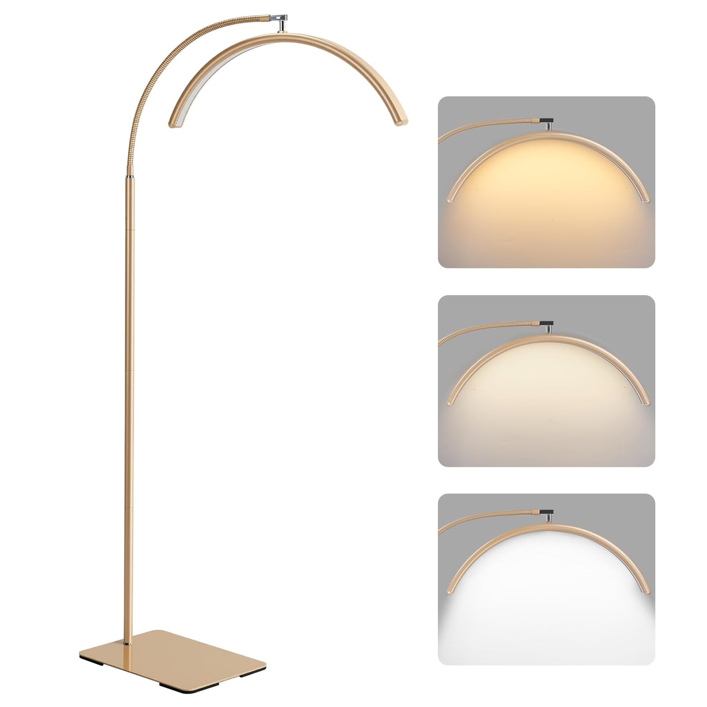 MINIEAR Half Moon Lash Light for Eyelash Extensions & Estheticians, Dimmable LED Lash Lamp with Flexible Gooseneck, Shadow-Free Moon Light for Lash Tech, Tattoo, SPA, Eyelash Lamp (Gold)