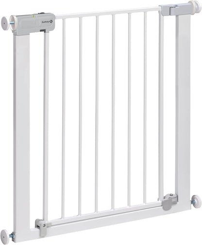 Safety 1st Auto Close Gate, Baby Stair Gate Pressure Fit, 73-80cm (max. 136cm), Automatic Closing Baby Safety Gate, One-Hand Opening, No-Screw Installation (No Drilling), Double Lock System, White