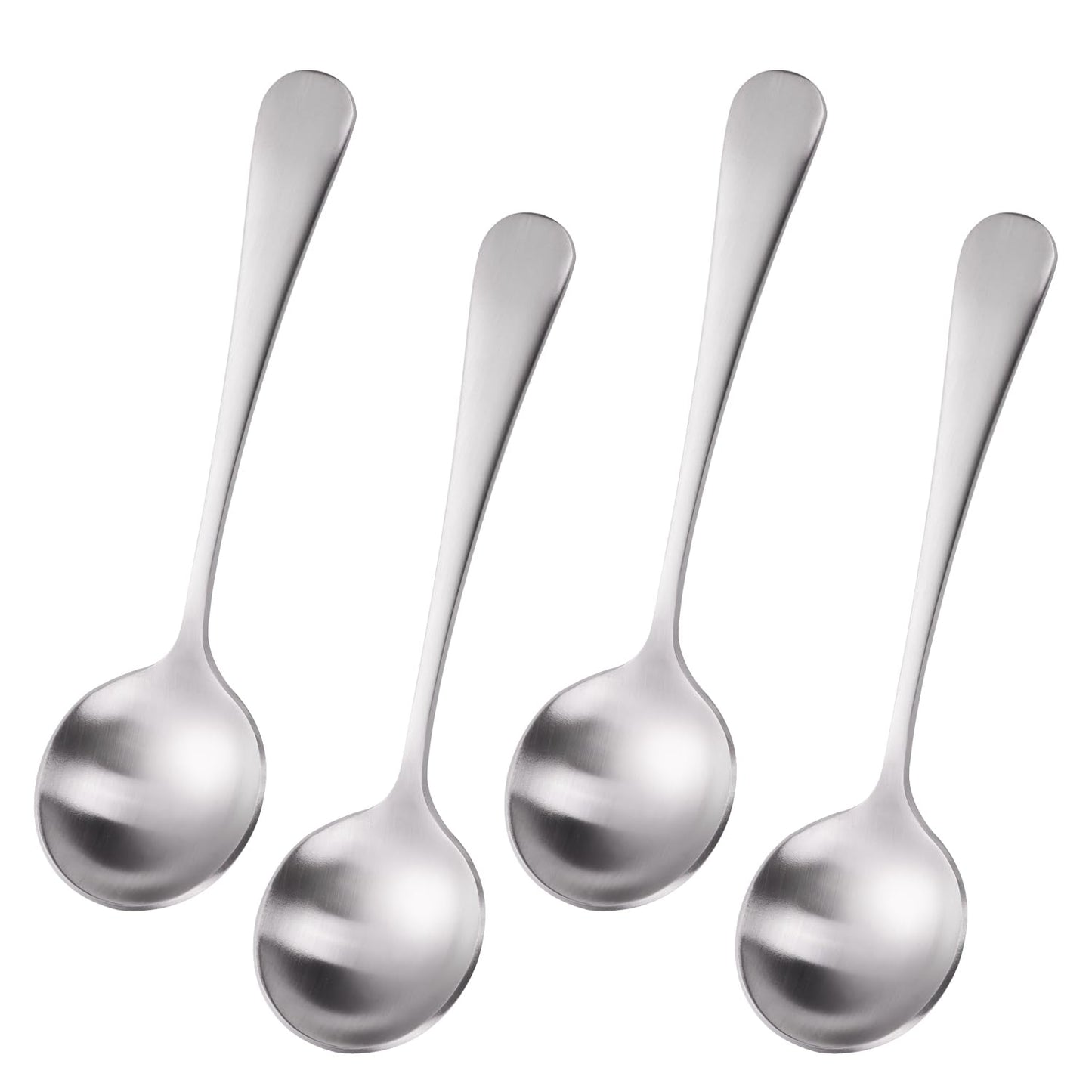 Mafier 7" Elegant Soup Spoons Silverware Set,18/10 Stainless Steel,Matte Satin Finish,Dishwasher Safe(Set of 4,Silver)