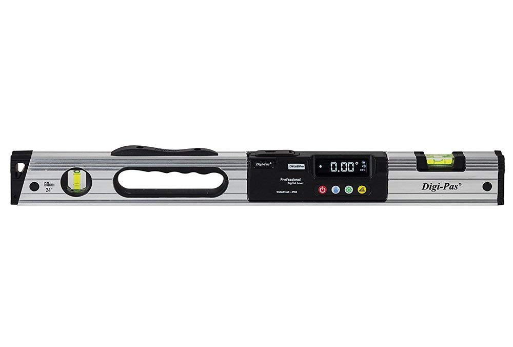 DigiPas DWL680PRO WATERPROOF IP65 Digital Electronic Level, 0.05°, BRIGHT LED display, 24-inch length