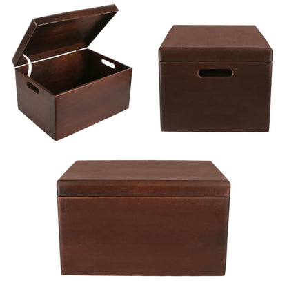 Creative Deco Large Brown Wooden Box Storage with Hinged Lid | 15.8x11.8x9.44in (+-0.5) | Keepsake Decorative Gift Box | Acacia-Like Wood Chest Trunk PRODUCT NOT INTENDED FOR 15 YEARS OR BELOW