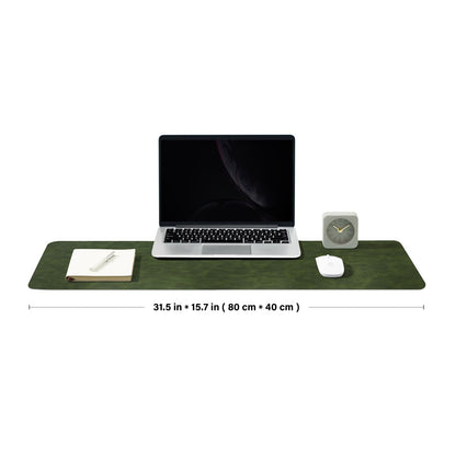 Distressed Leather Desk Mat - Non-Slip PU Desk Pad for Office and Home - Desk Organization and Accessories - Ideal for Large Mouse Pad and Desk Mats on Top of Desks(Forest Green,31.5"x 15.7")
