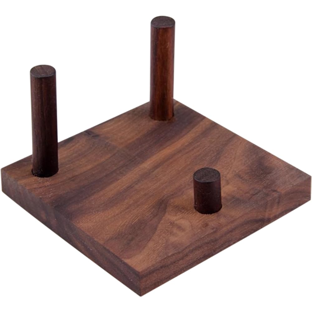 WAYUTO Walnut Crystal Display Stand Rock Display Holder Three-Peg Display Easel Stands for Fossil Coral Geodes Rock Mineral Agate M