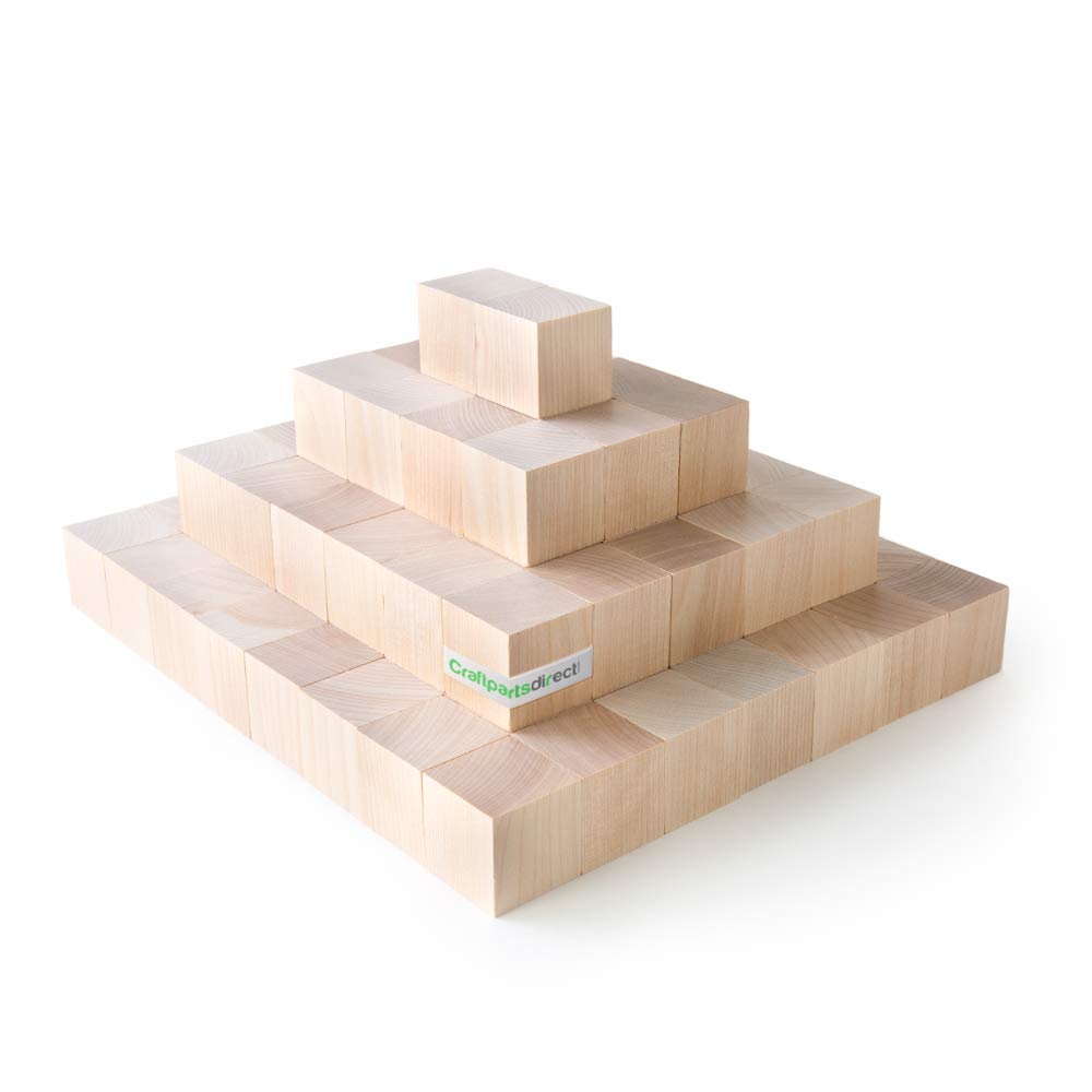 1.5 inch Wood Blocks - Natural Unfinished Craft Wooden Cubes -by CraftpartsDirect - 10 Pack