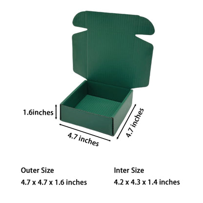 50 Pcs 4.7 x 4.7 x 1.6 Inches Mini Size Corrugated Cardboard Gift Boxes Recyclable Shipping Boxes for Packing Jewelry Ornament Gift Craft Packaging Supplier (Hunter Green)