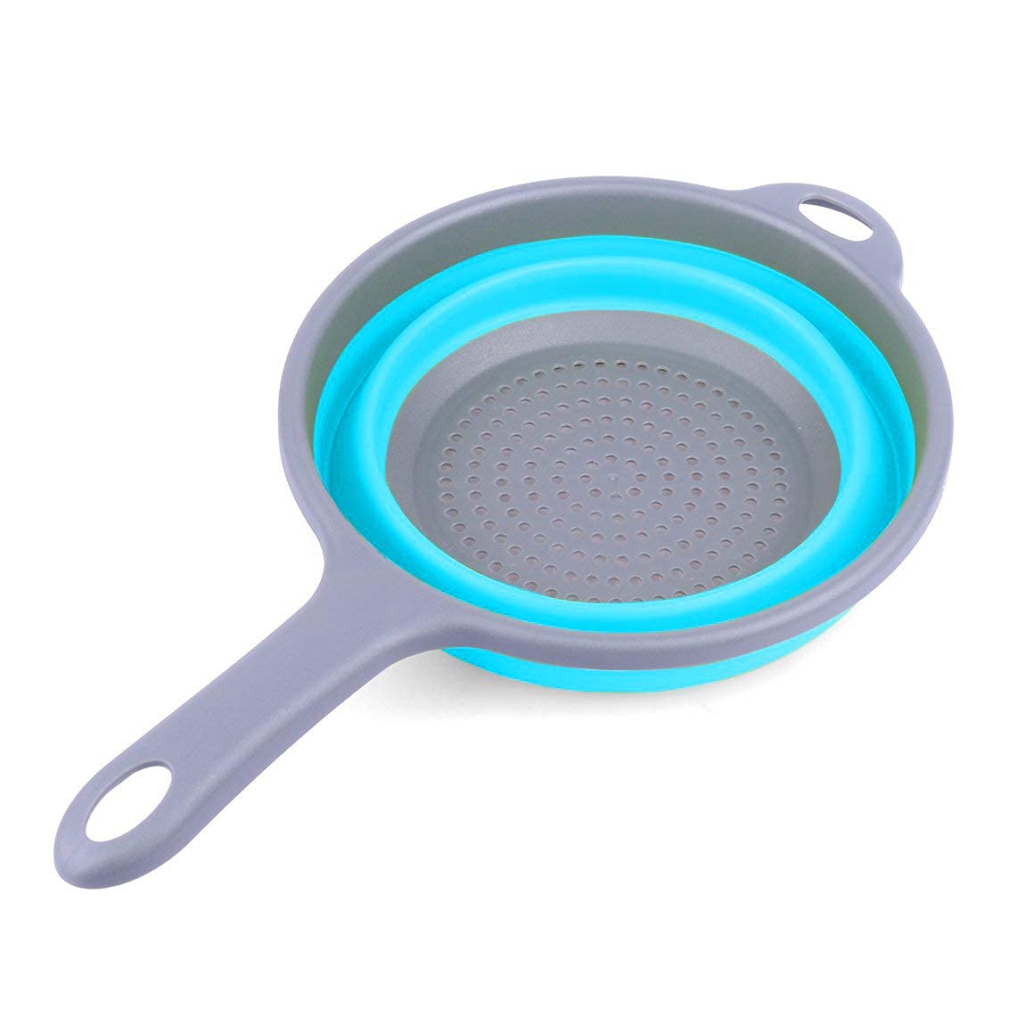 Kitchen Foldable Silicone Strainer Colanders, Collapsible Colanders with Handles, Space-Saver Folding Strainer Colander for Draining Pasta, Vegetable (Blue)