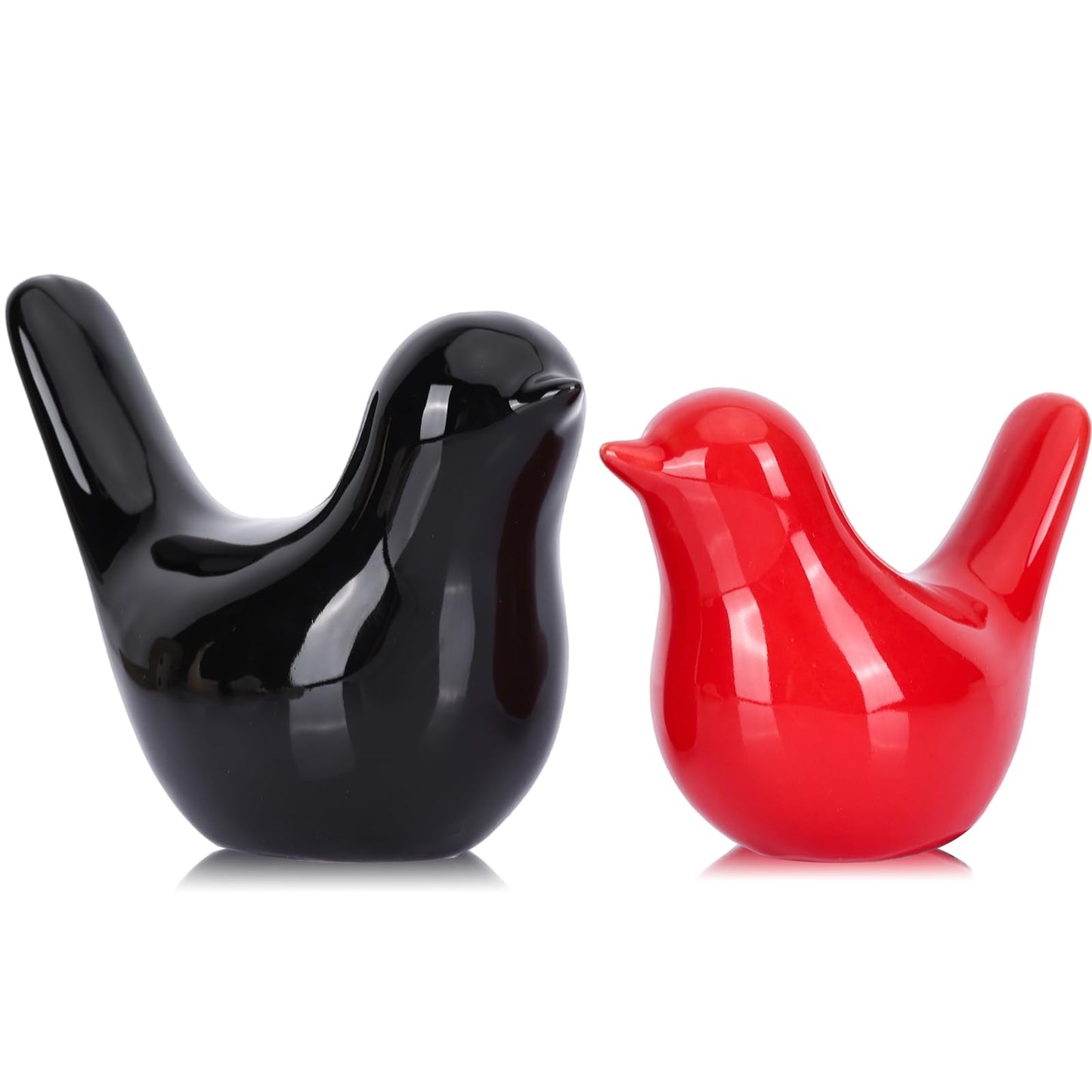 Small Ceramic Bird Statue and Sculpture for Home Decor Accents,Modern Animal Ornaments for Living Room,Bedroom,Coffee Table Centerpiece,Bookshelf,Cabinets,Cute Knick Knacks for Shelves (Black Red)