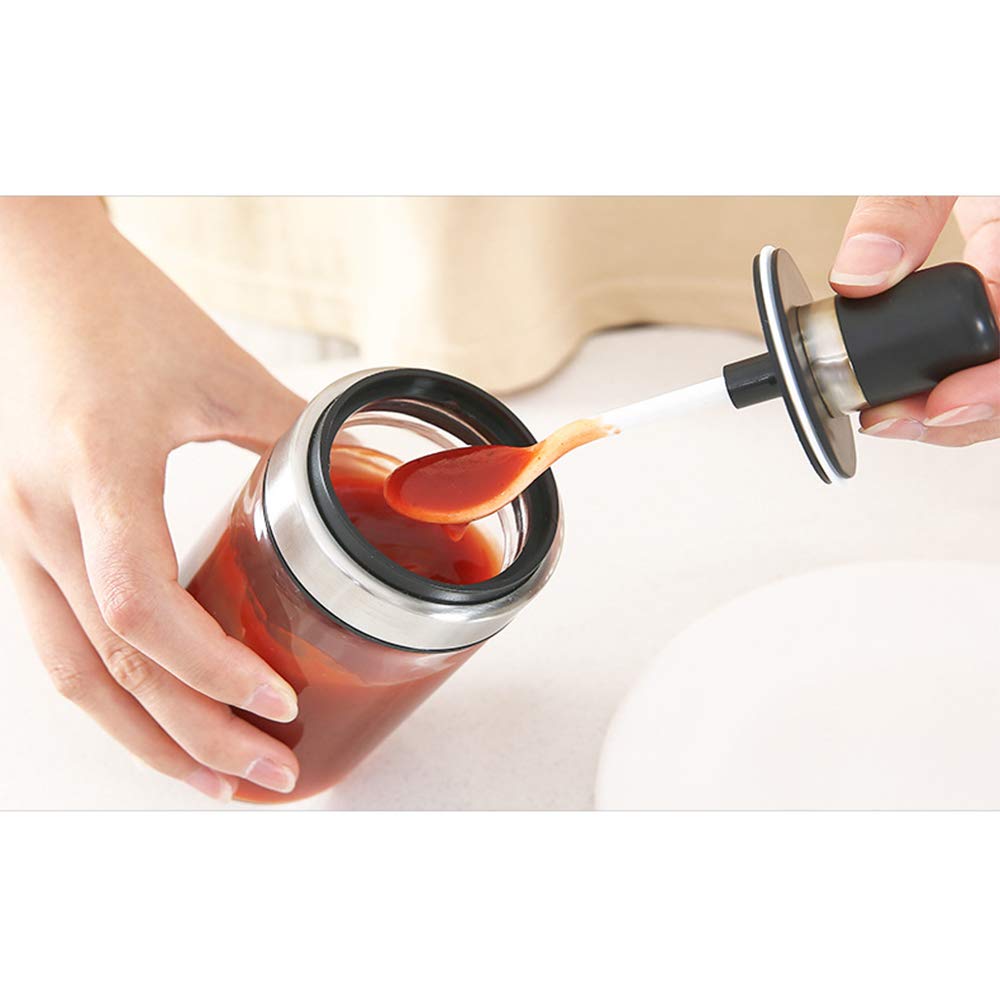 TENTA KITCHEN 3 High Borosilicate Glass Spice Jars Seasonning Box Jar Condiment Jar, Combination Spoon and Lid Design, Premium Commercial Grade, Empty Jars 8.45 oz, Airtight Cap.