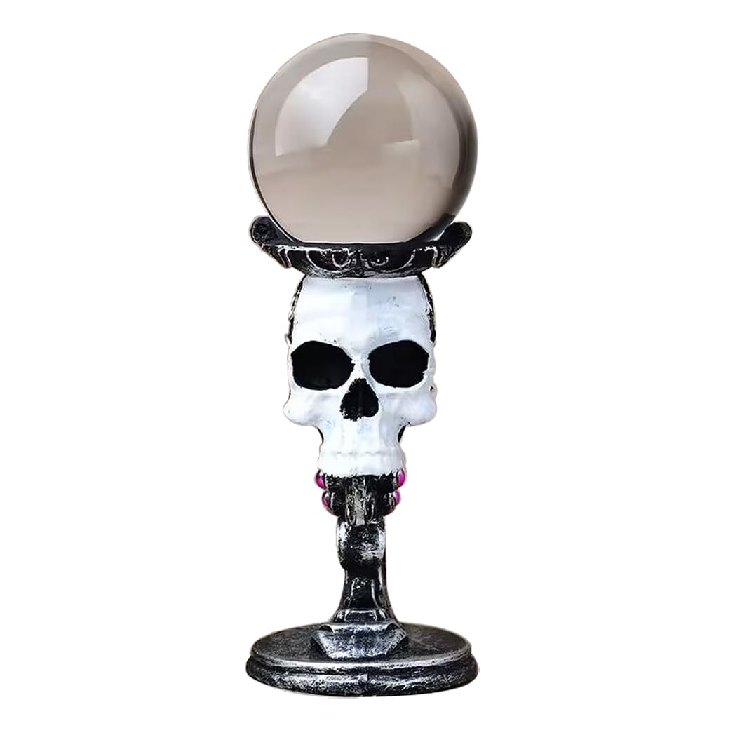 Fengtaike Crystal Ball Sphere Display Stand Skull Shaped - Sphere Stand for Crystal Ball Base Holder, Resin Figurine Display Statue Home Ornament