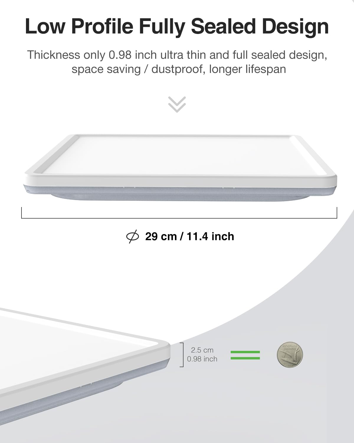zemty 36W 29CM LED Ceiling Lights, 3240LM Waterproof Bathroom Light, Super Bright 6500K Daylight White, Modern Square Flush Mounted Lighting Fixture for Kitchen Hallway Living Room Bedroom Office