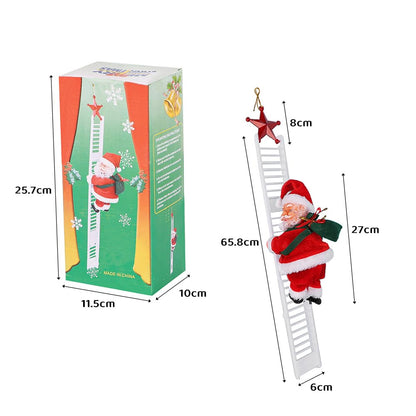 Climbing Santa Ladder Electric Santa Claus Climbing Ladder Up and Down Creative Plush Santa Claus Figure with Bag Musical Moving Santa Indoor Xmas Tree Hanging Ornaments for Party Home Decor