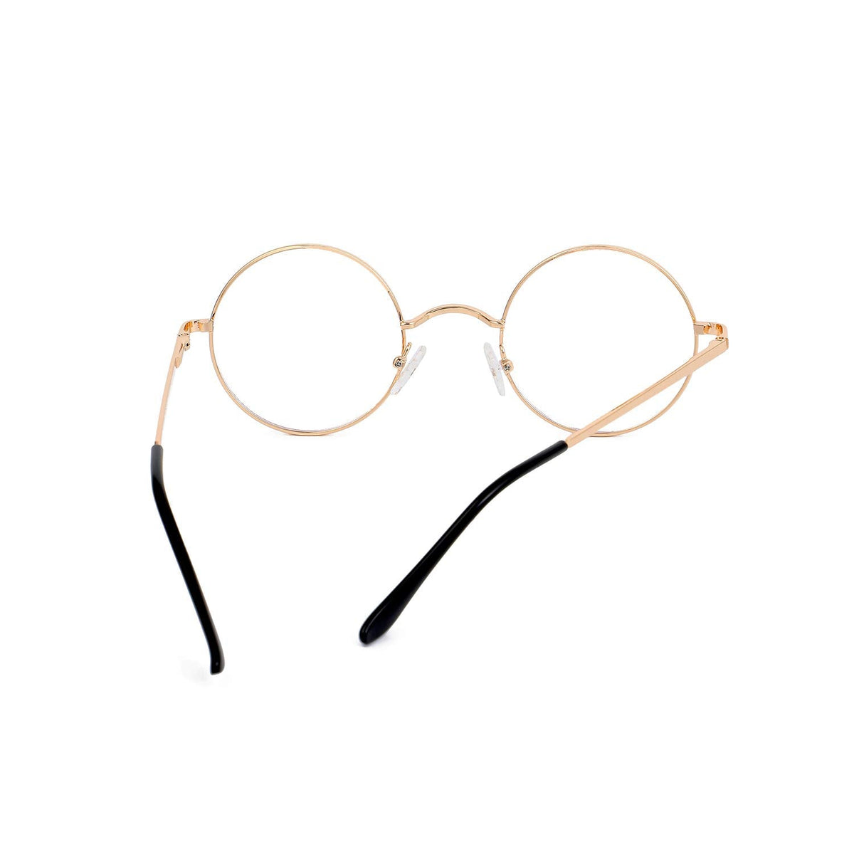 EYLRIM Round Blue Light Blocking Glasses for Women Men Circle Clear Lens Metal Frame Eyeglasses Non Prescription(A1 Gold)