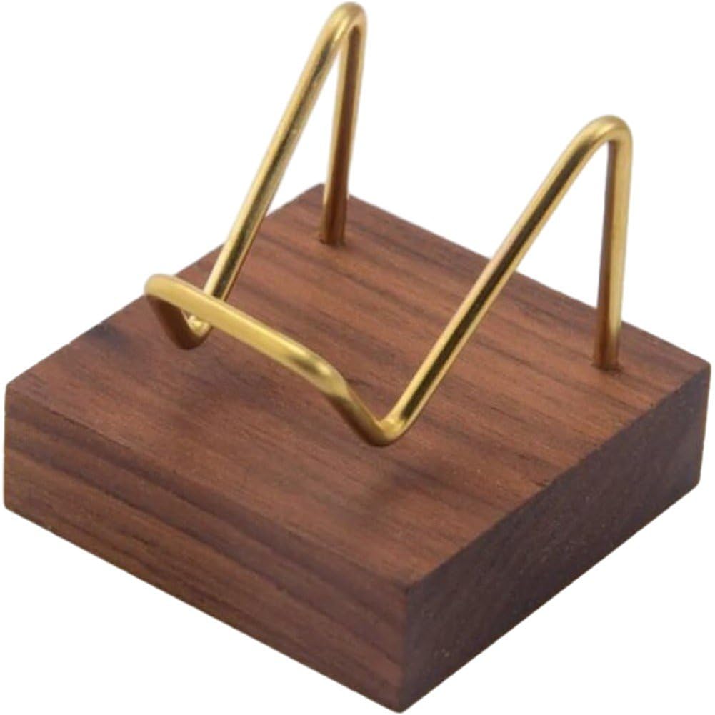 Fopytu Crystal Display Stand Metal Arms Small Display Stand with Wooden Base Geodes Agate Mineral Easel Holder for Collectibles