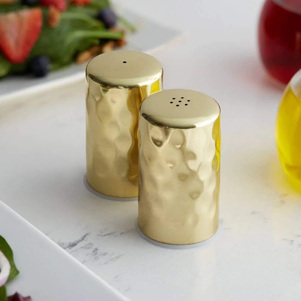 American Metalcraft GHSP2 Hammered Finish Stainless Steel Salt & Pepper Shaker Set - 2 oz Capacity Compact 1.75 in Dia 2.75 - Hammered Gold Finish – 200 Pack