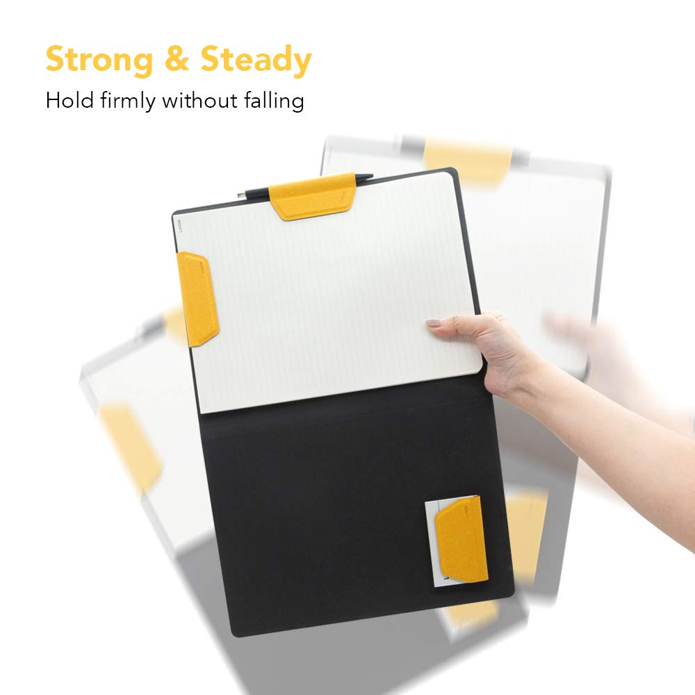 LHiDS Magnetic Business Portfolio Lite Resume Padfolio Organizer with Clipboard, Paper Clip, Writing Pad, Pen/Card Holder, Magnetic Closure for Work, School and More (Grey, A4/Letter)