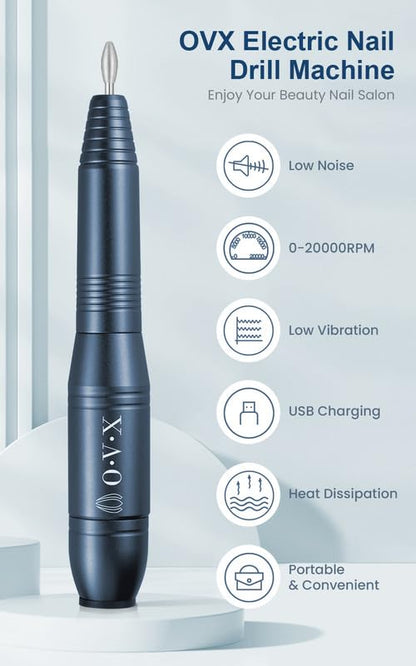 Portable Electric Nail Drill Machine, Professional 20000 RPM USB Manicure Pedicure Drills for Acrylic Nails Gel Polishing Shape Tools