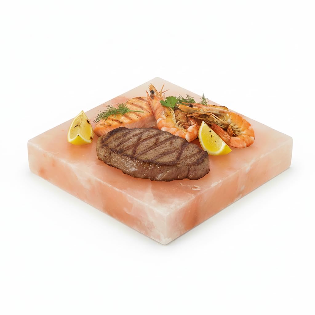 onlyfire Himalayan Salt Block For Grilling, Cooking, Searing, Cutting and Serving, 8" X 8" X 1.5" Food Grade Himalayan Pink Salt Stone Natural Salt Rock, BBQ Cooking Gifts for Cooks, Men, Women, Chef