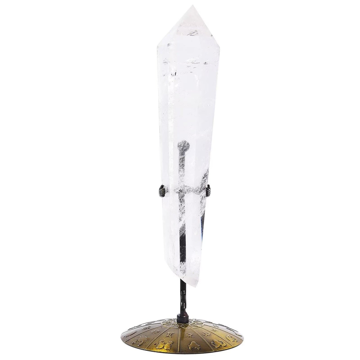 White Crystal Wand Point Long Healing Crystal Scepter Decorative Stone Reiki Meditation with Display Stand Home Office Decor 0.6-0.8LBS