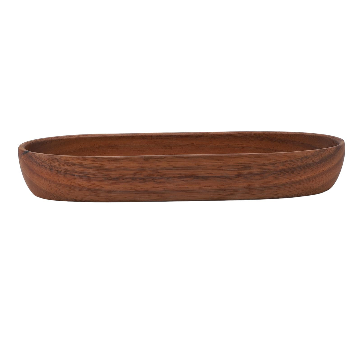 Rengue Wooden Salad Bowl, Serving Bowl Solid Wood for Fruits Snacks Desserts Large Capacity Boat Shaped for Kitchen Table